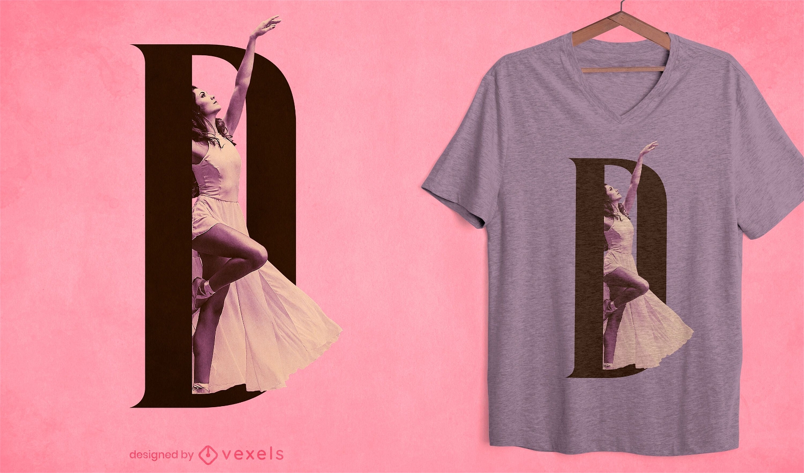 Girl letter D psd t-shirt design
