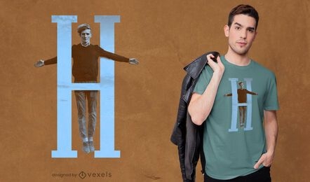 Design de camiseta psd menino letra H