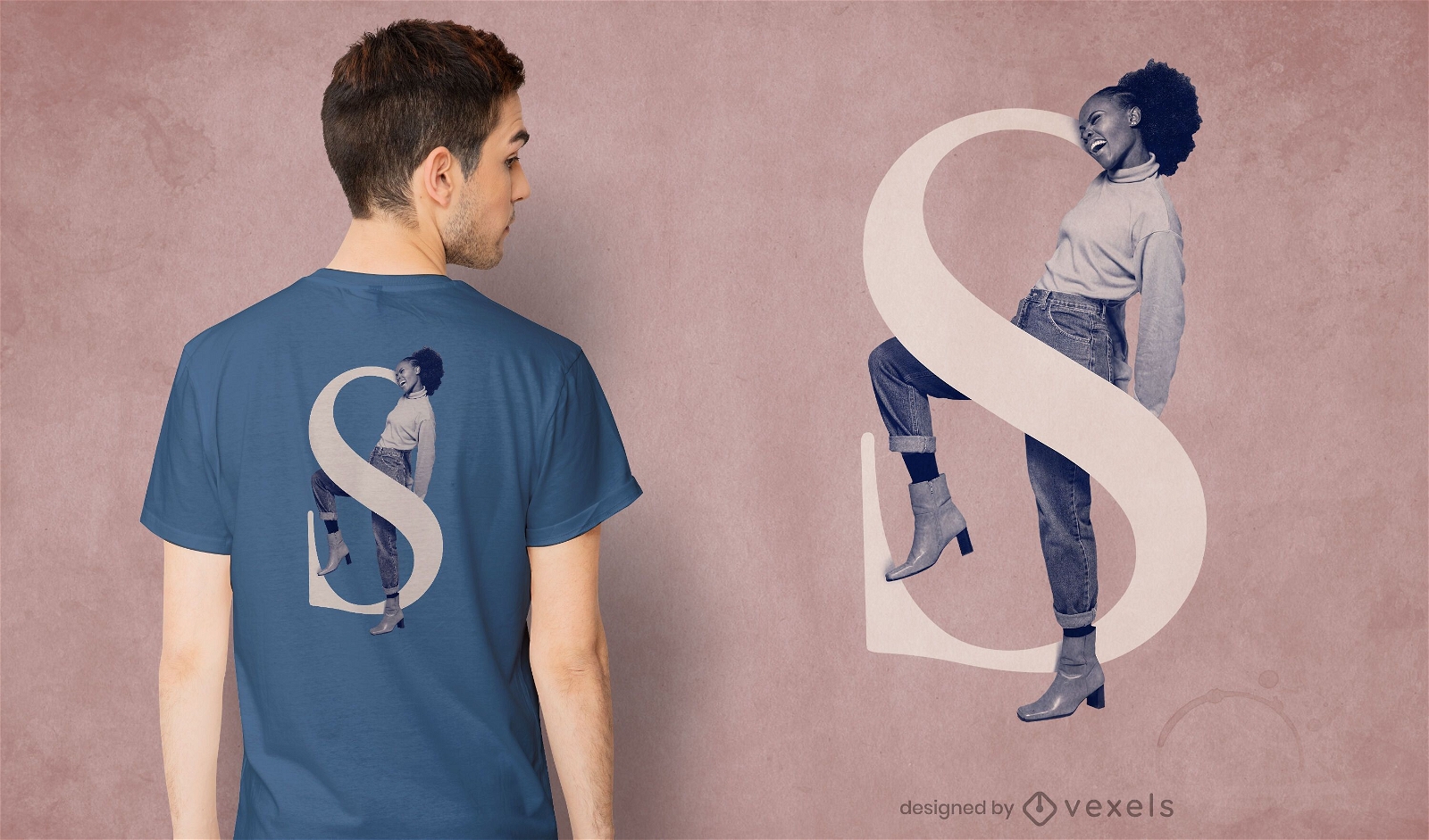 Girl letter S psd t-shirt design