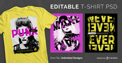 Punk style collages scalable t-shirt psd