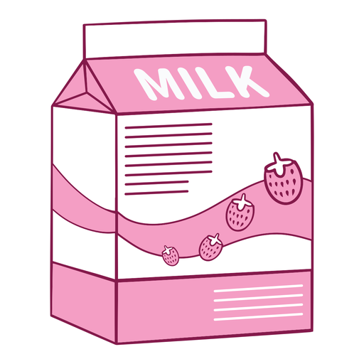 Strawberry milk drink carton PNG Design