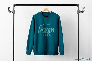 Sweatshirt in industrial rack mockup
