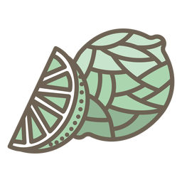 Trazo de color geométrico de fruta de lima Diseño PNG