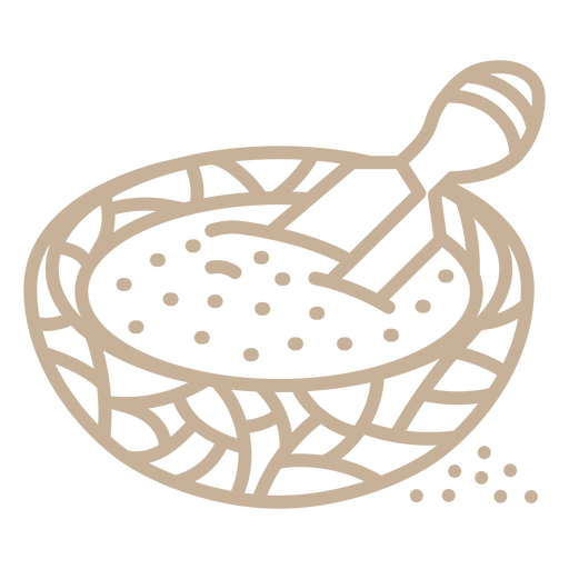 Cuenco de polvo de cocina trazo geométrico. Diseño PNG