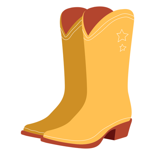 Botas de cowboy amarelas semi planas Desenho PNG