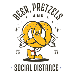 Beer, pretzels and social distance badge PNG Design