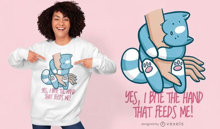Katze beißt Hand süßes T-Shirt Design