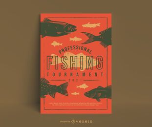 Cartel de torneo de pesca plana Cartel de torneo de pesca plana