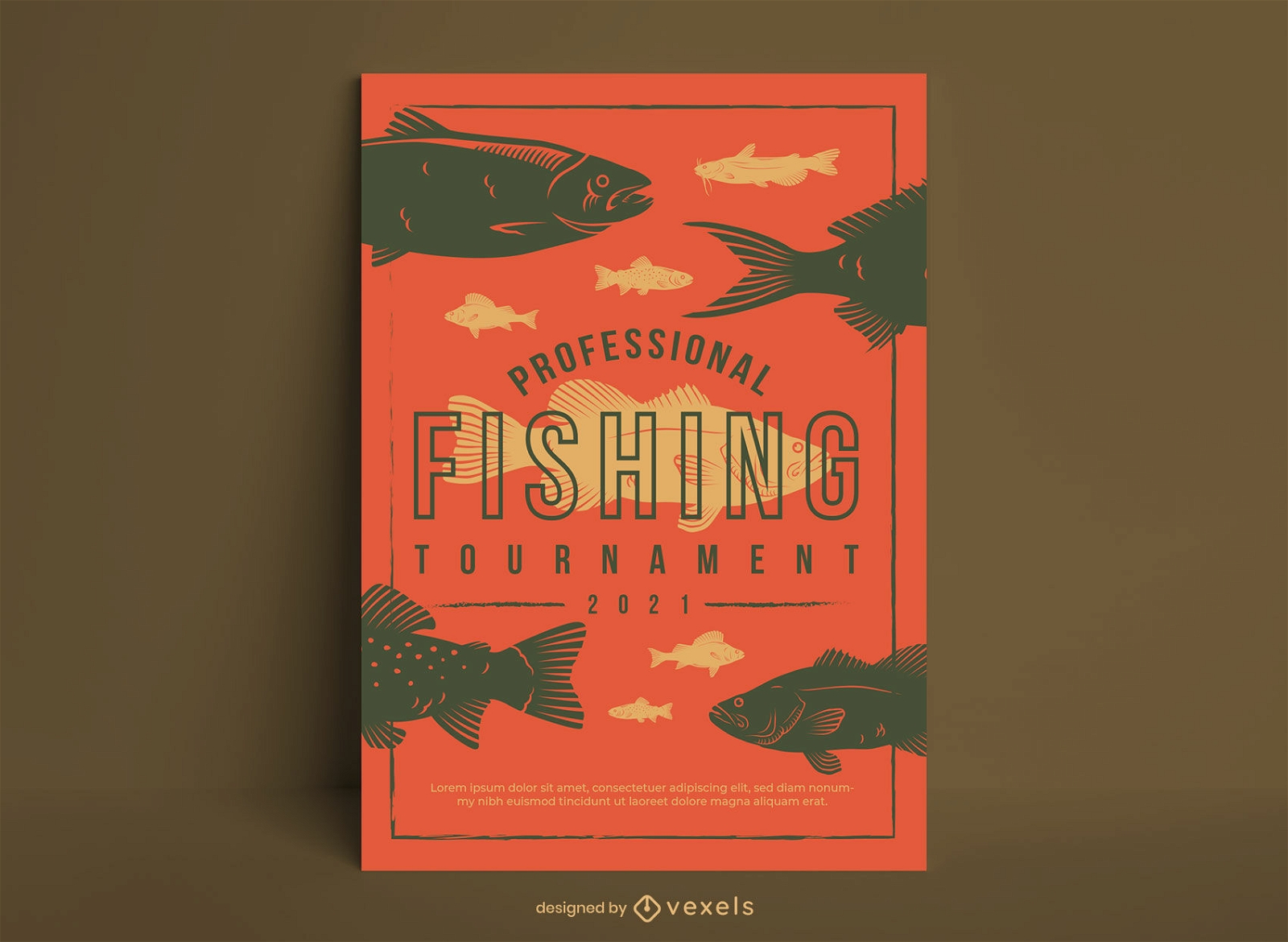 Cartel de torneo de pesca plana
