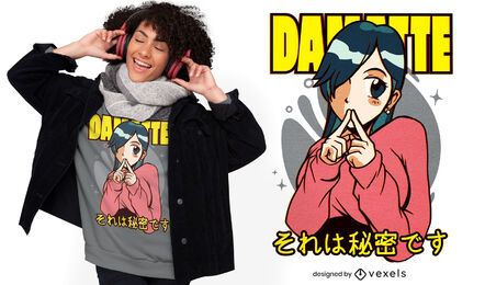 Cute anime girl secret t-shirt design