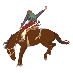 Vaquero montando en un trazo de color de caballo Transparent PNG