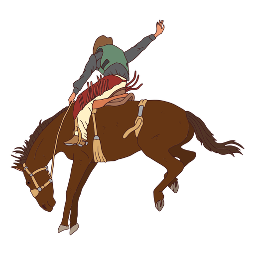 Cowboy riding on a horse color stroke PNG Design