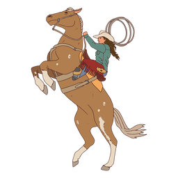 Cowgirl woman riding horse