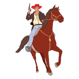 Cowboy com arma no cavalo Desenho PNG
