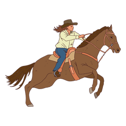 Cowgirl riding horse character PNG Design Transparent PNG