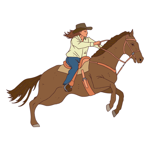Cowgirl riding horse character PNG Design