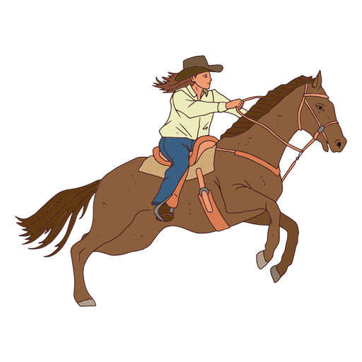 vaquera, equitación, caballo, carácter Diseño PNG