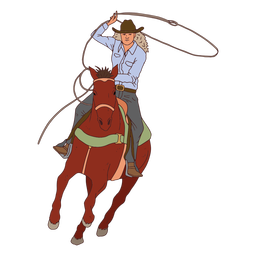 Cowboy auf einem Pferd mit Laso-Farbstrich PNG-Design