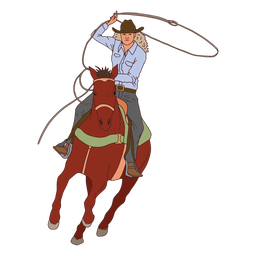 Vaquero a caballo con un trazo de color laso