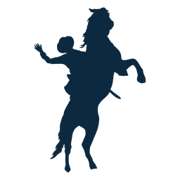 Cowboy fazendo truques em uma silhueta de cavalo Desenho PNG