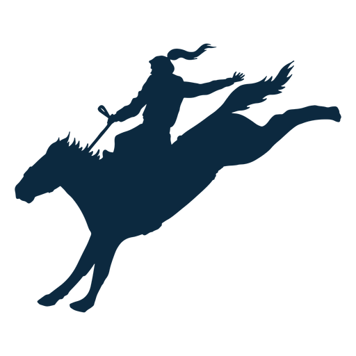 Cowboy running on a horse silhouette