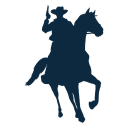 Cowboy a cavalo com silhueta de arma Desenho PNG