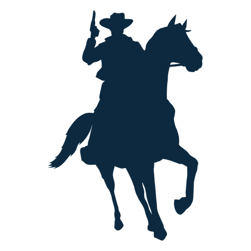 Cowboy a cavalo com silhueta de arma Desenho PNG