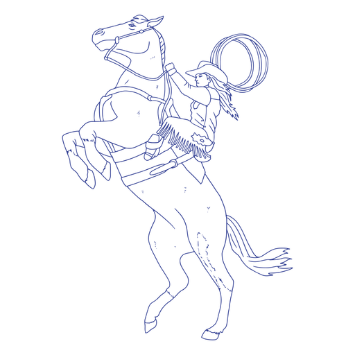 Cowgirl riding horse animal stroke PNG Design