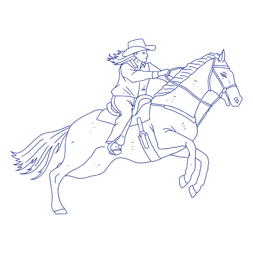 Cowboy girl riding a horse stroke 