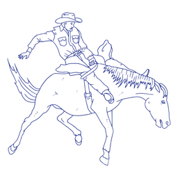 Cowboy man on horse stroke PNG Design