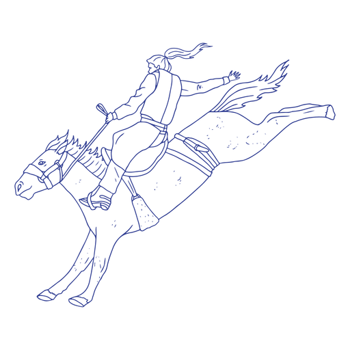 Cowgirl on horse animal stroke PNG Design