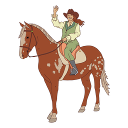 vaquera, en, caballo, ondulación Diseño PNG