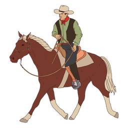 Cowboy-Mann auf Pferdeseitenansicht PNG-Design