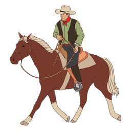 Homem cowboy na vista lateral do cavalo