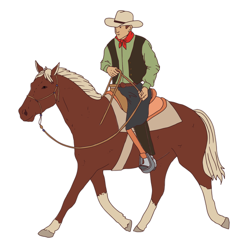 vaquero, hombre, en, caballo, vista lateral Diseño PNG
