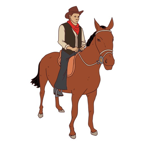 Cowboy man on horse PNG Design
