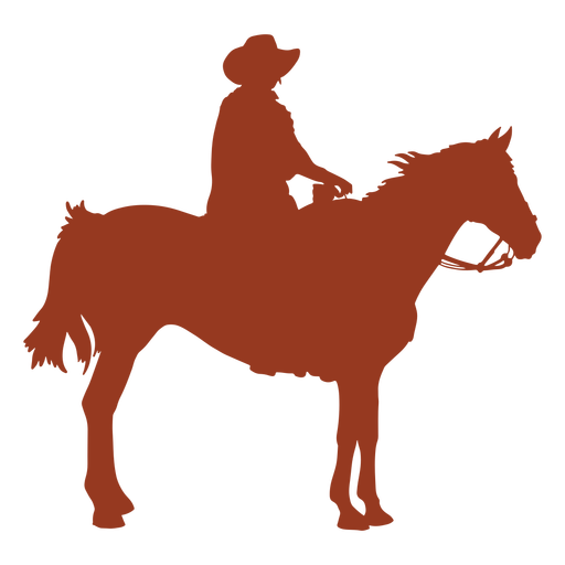 Alter Cowboy-Mann auf Pferdesilhouette PNG-Design
