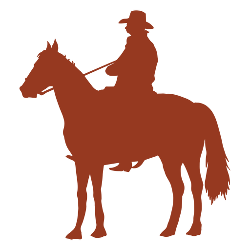 Silhueta de vista lateral de cowboy e cavalo