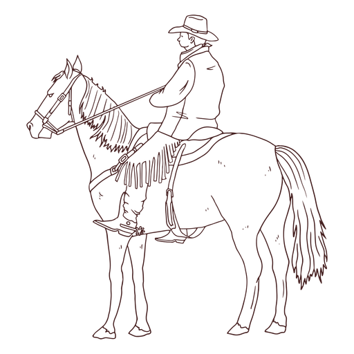 Arte de linha de equitação de cowboy Desenho PNG