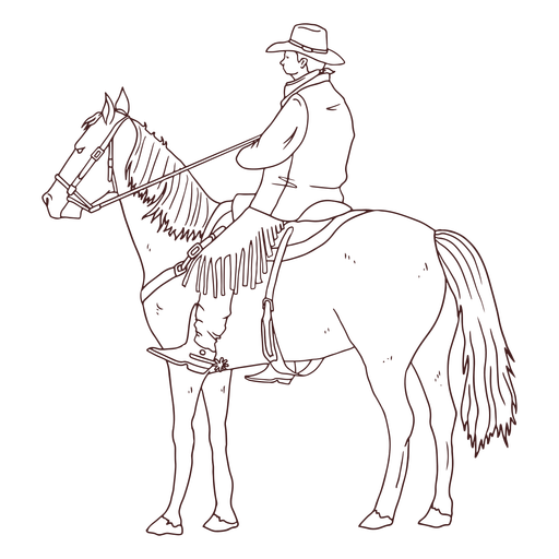 Cowboy horse riding line art