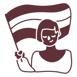 Chica sujetando la bandera del orgullo recortada Diseño PNG