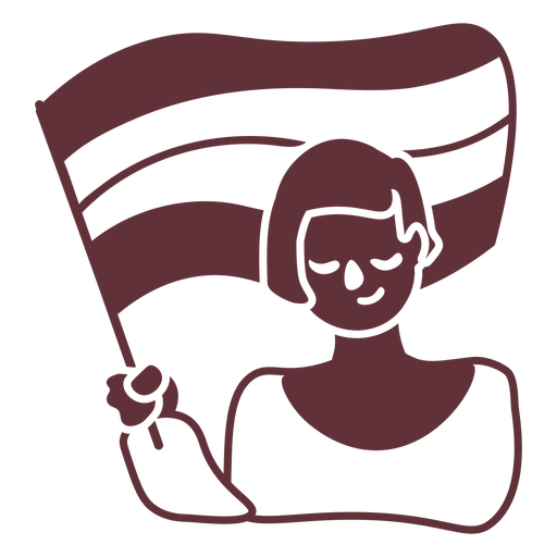 Chica sujetando la bandera del orgullo recortada Diseño PNG
