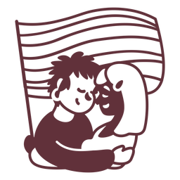 Pareja de orgullo con bandera cortada Diseño PNG