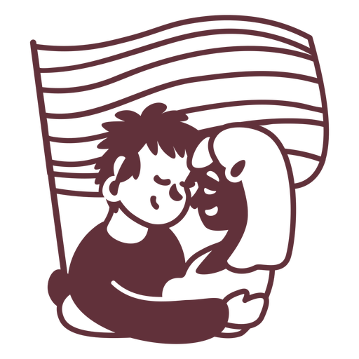 Stolzes Paar mit ausgeschnittener Flagge PNG-Design