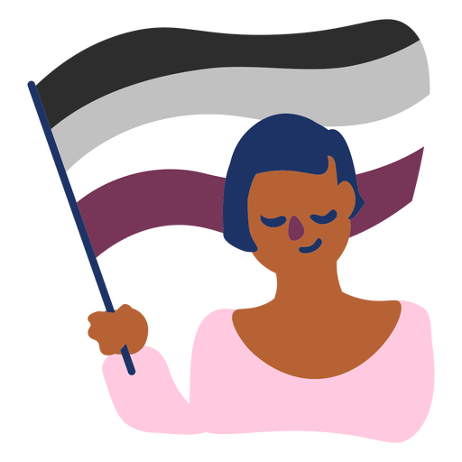Girl with asexual flag flat PNG Design