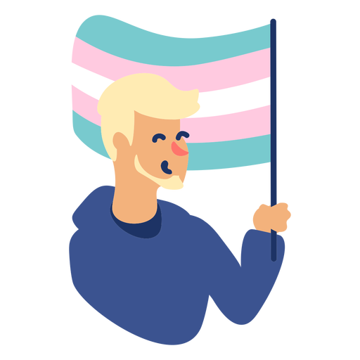 Boy with trans flag flat