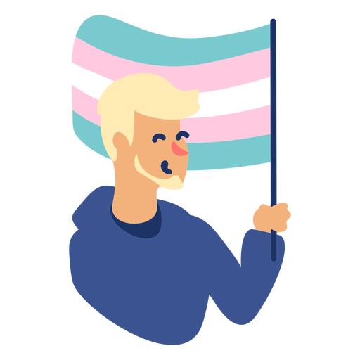 Boy with trans flag flat PNG Design