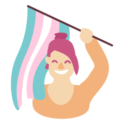 Girl with trans flag flat Transparent PNG