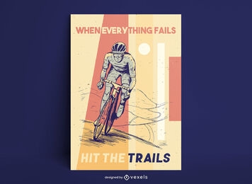 Diseño de cartel dibujado a mano de ciclismo