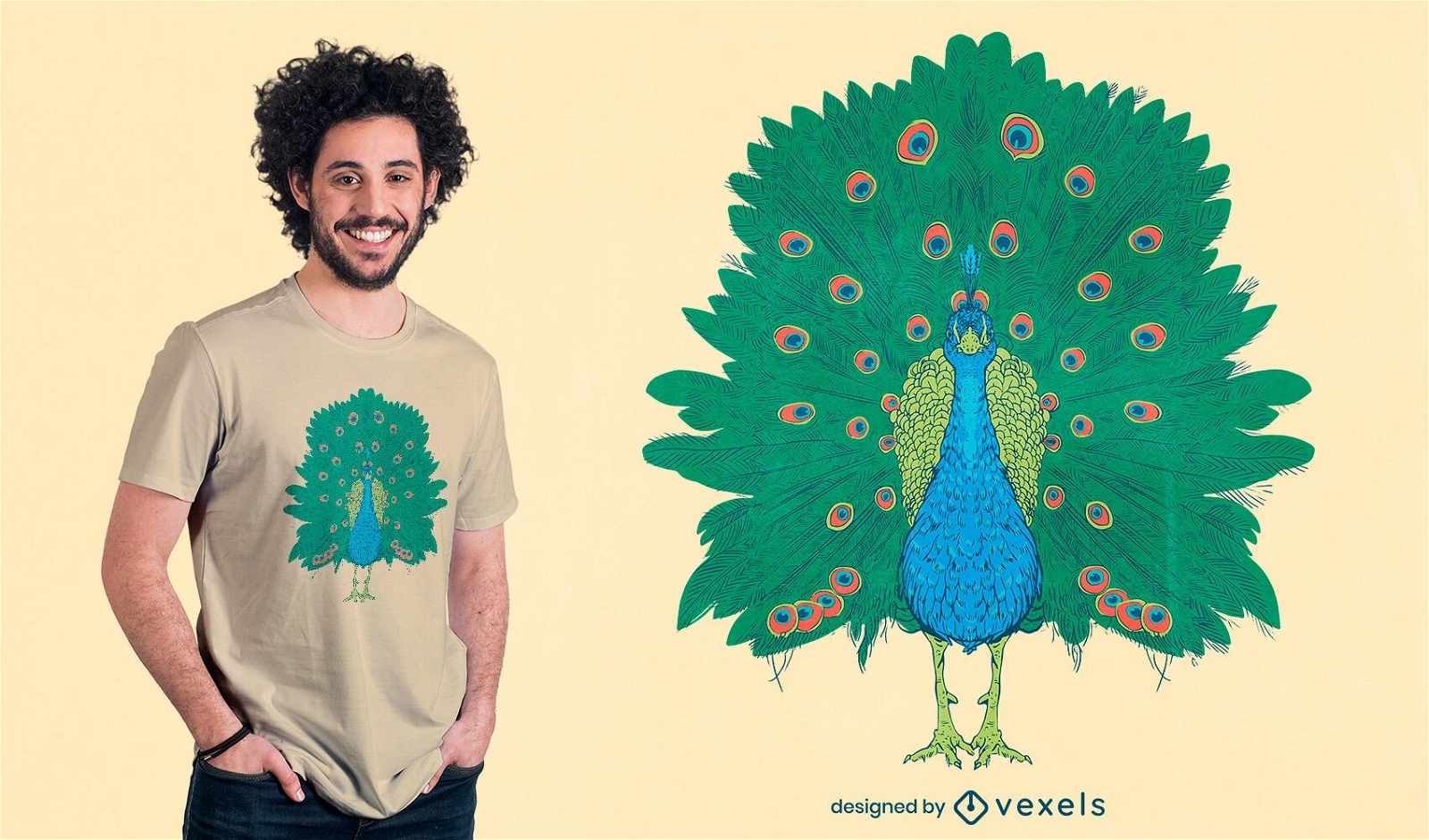 Pfauenvogel realistisches T-Shirt-Design